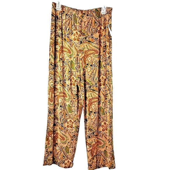Travel Knit No Wrinkle/Cling Pull on Career Pants Size L Earth Tone Paisley Sz : - Picture 1 of 10